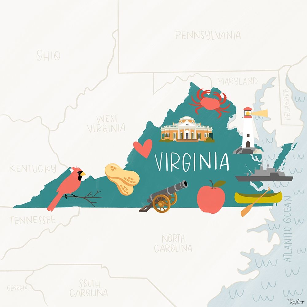 Virginia Icons art print by Gigi Louise for $57.95 CAD