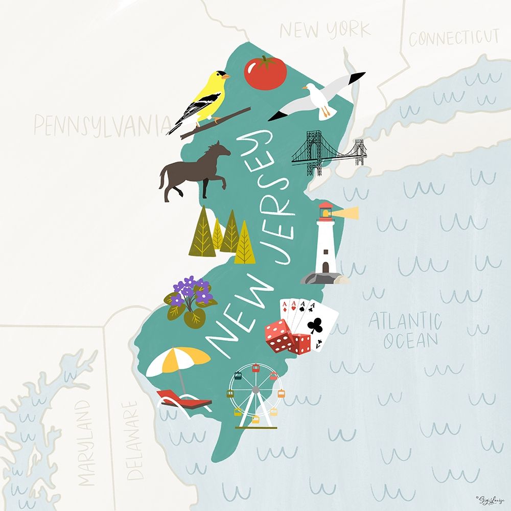 New Jersey Icons art print by Gigi Louise for $57.95 CAD