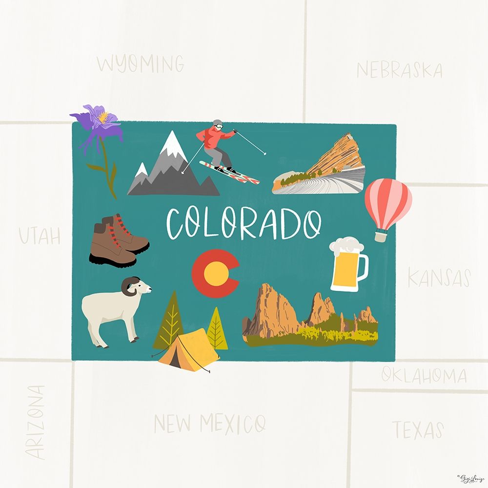 Colorado Icons art print by Gigi Louise for $57.95 CAD