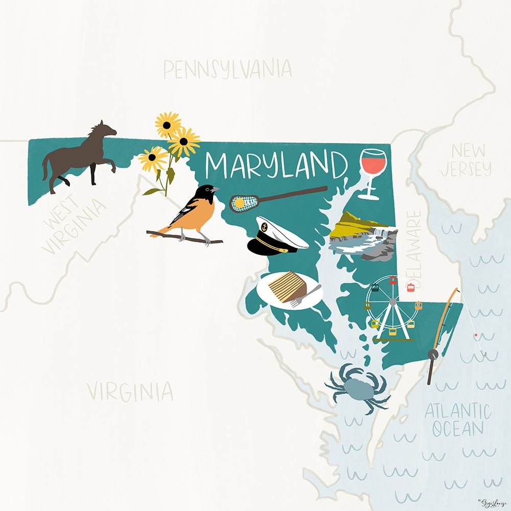 Maryland Icons art print by Gigi Louise for $57.95 CAD