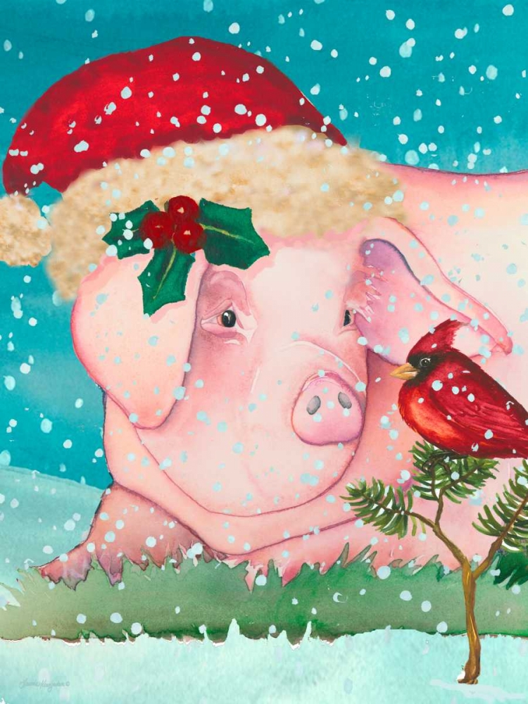 Sir Christmas Pig art print by Laurie Korsgaden for $57.95 CAD