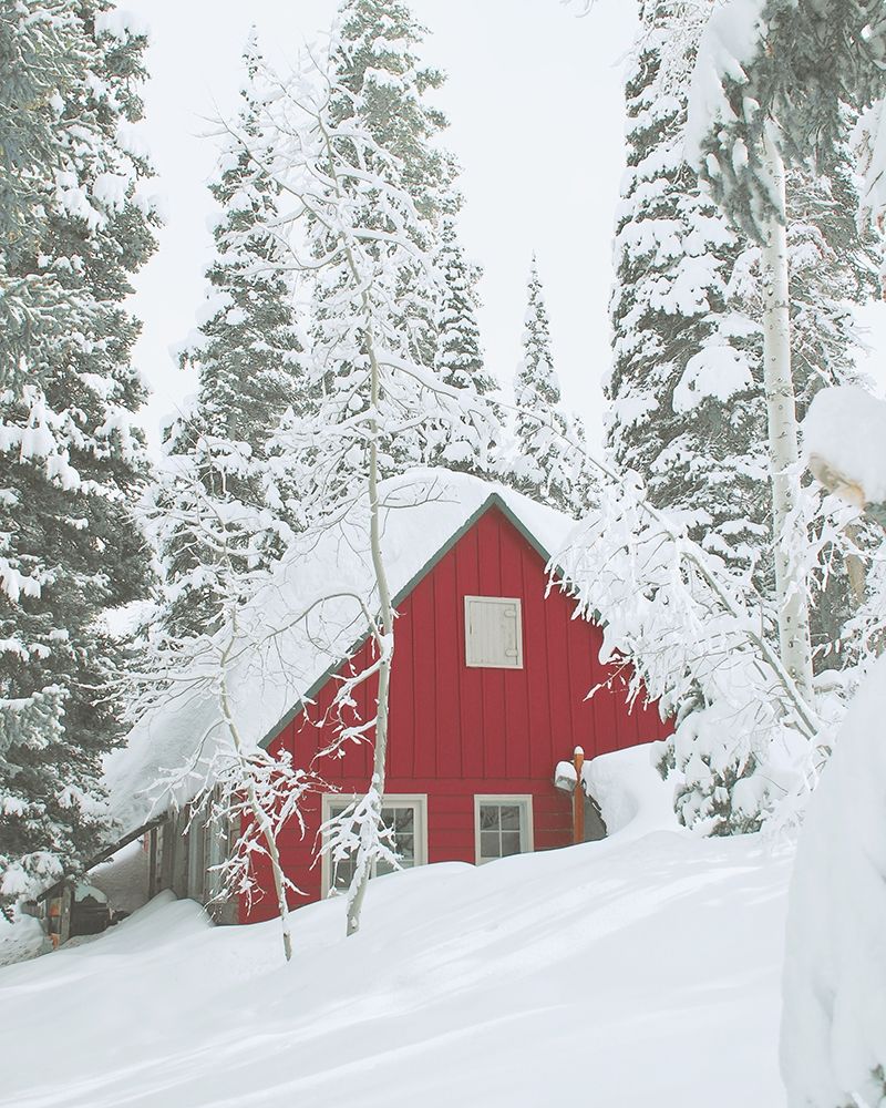 Red Winter Cabin art print by Leah Straatsma for $57.95 CAD