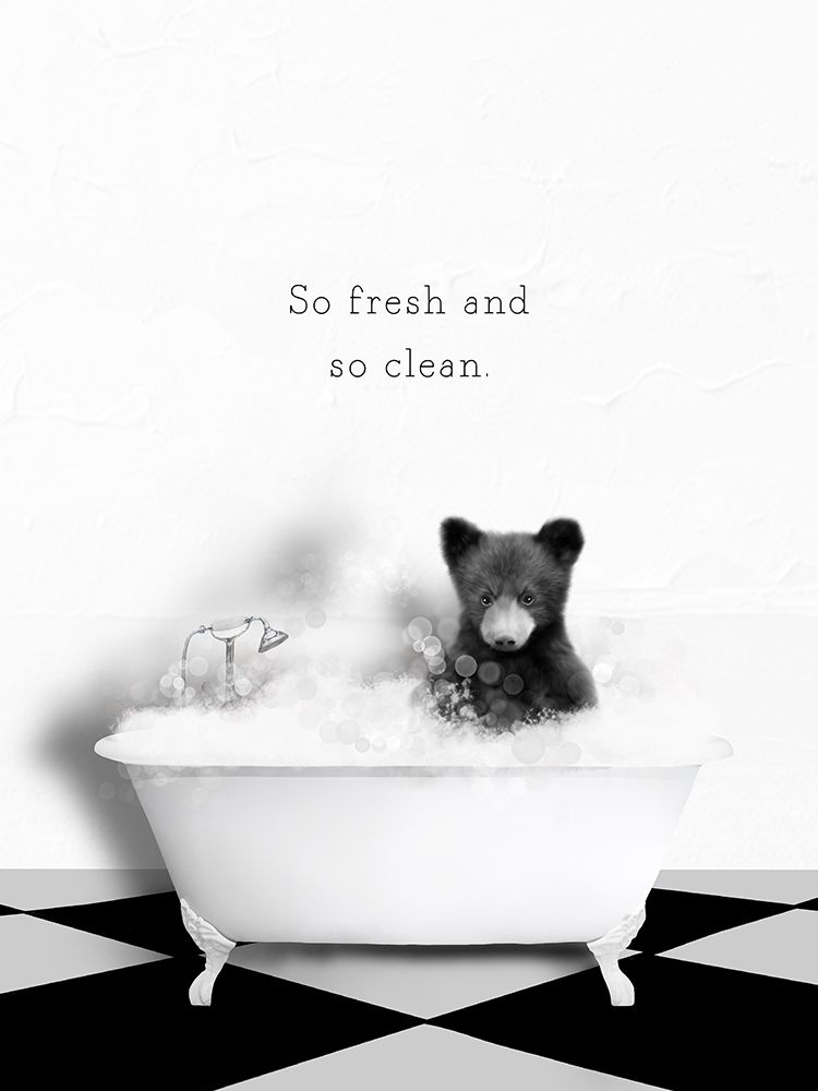 BW Bear Bath So Clean art print by Leah Straatsma for $57.95 CAD