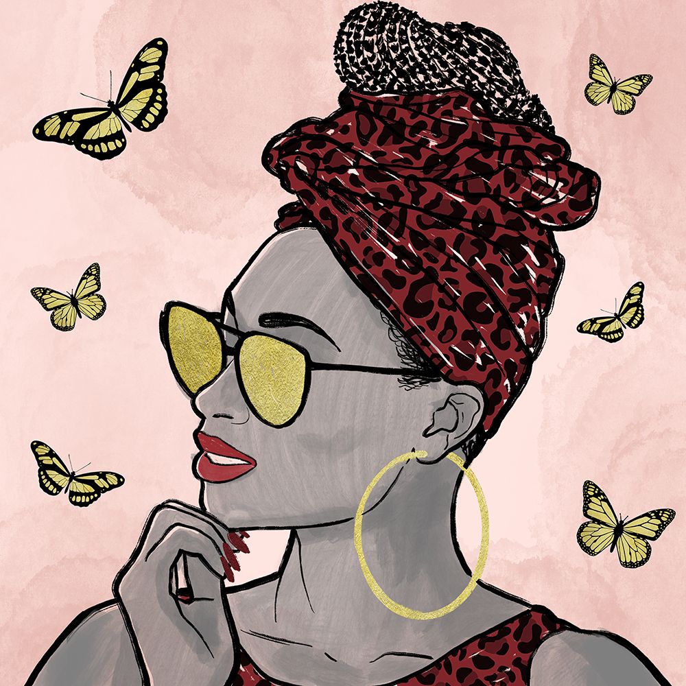 Crimson Leopard And Butterfly Fashion art print by Marcus Prime for $57.95 CAD
