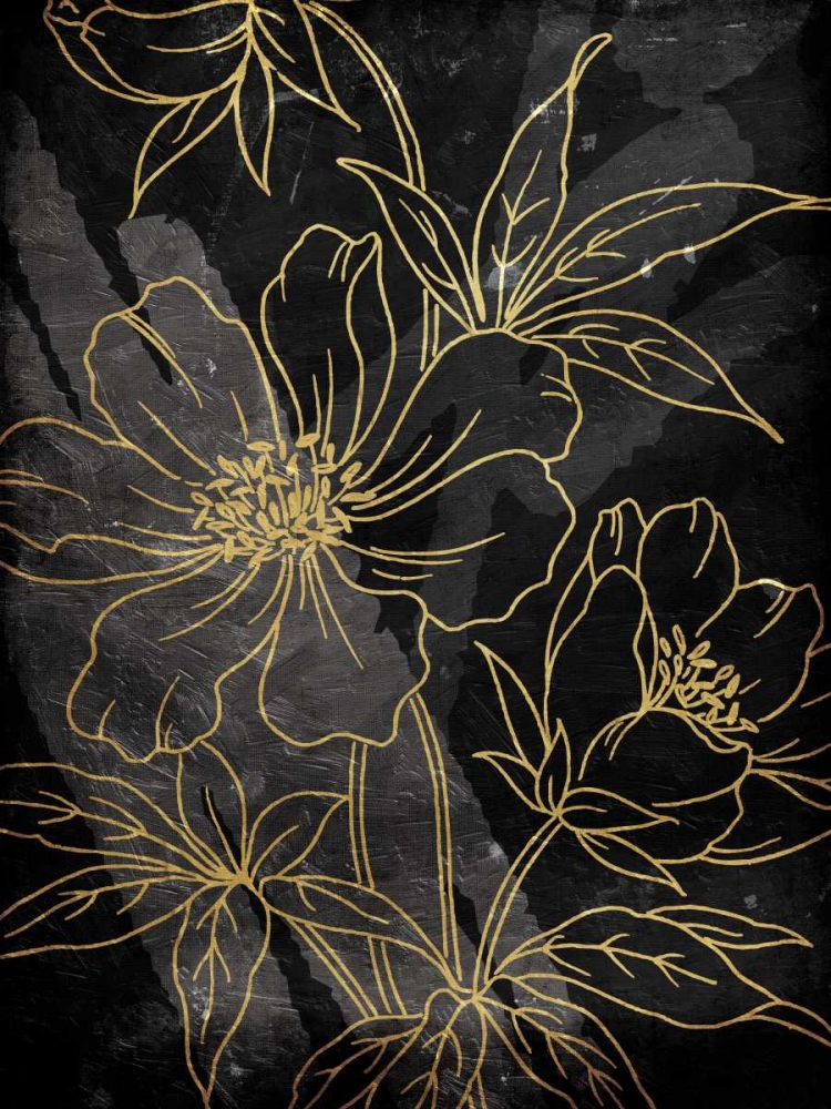 Golden Abstract Floral art print by Milli Villa for $57.95 CAD