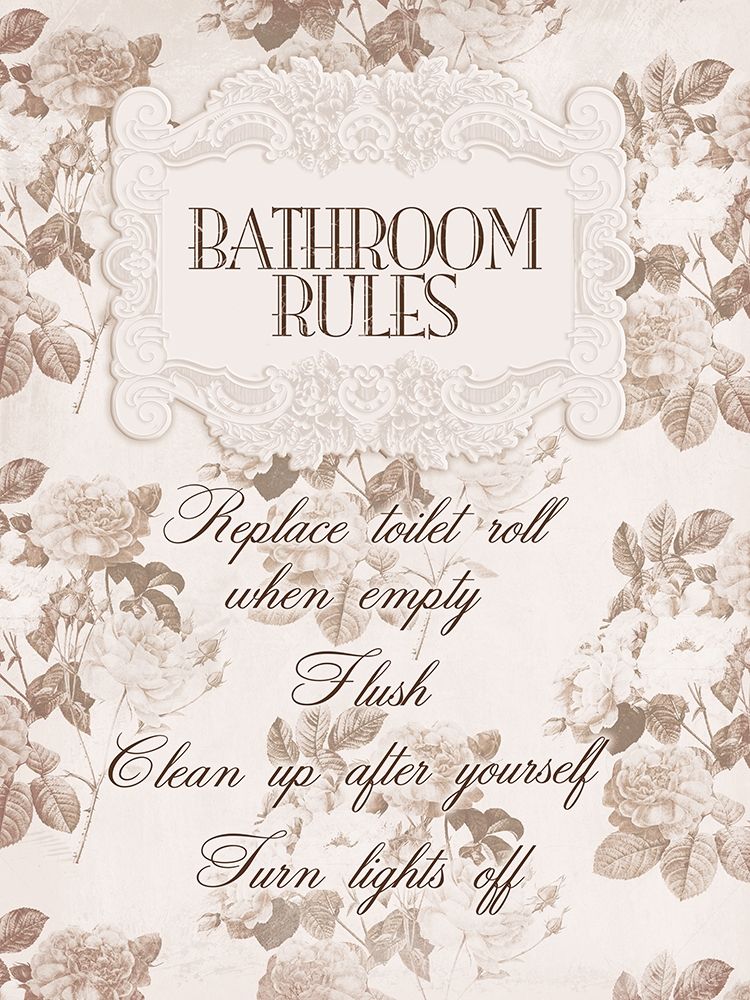 Bathroom Rules 1 art print by Milli Villa for $57.95 CAD
