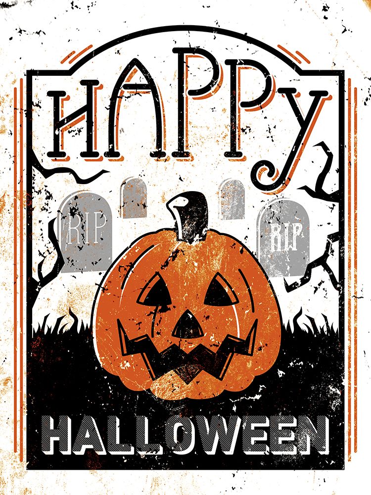 Happy Cemetery Pumpkin art print by Milli Villa for $57.95 CAD
