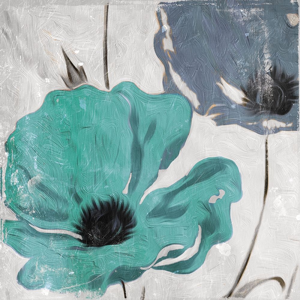 Floral Teal and Blue Hues art print by Milli Villa for $57.95 CAD