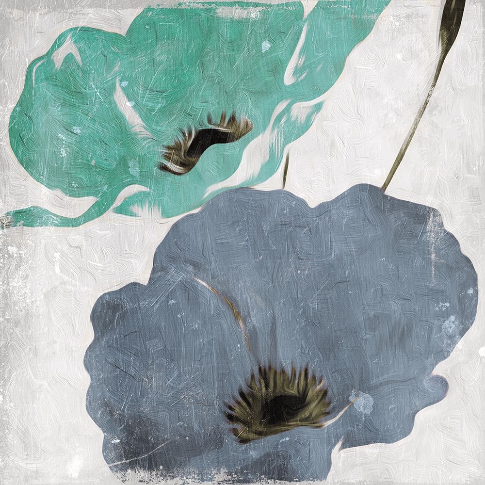 Floral Teal and Blue Hues Mate art print by Milli Villa for $57.95 CAD
