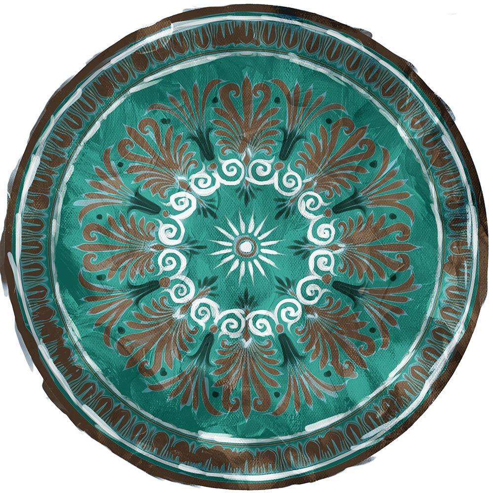 Green Brown Medallion Plate art print by Milli Villa for $57.95 CAD