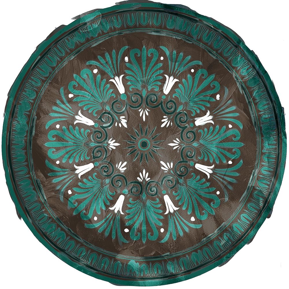 Green Brown Medallion Plate Reverse art print by Milli Villa for $57.95 CAD