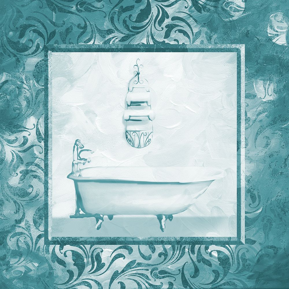 Calm Teal Vintage Bath art print by Milli Villa for $57.95 CAD