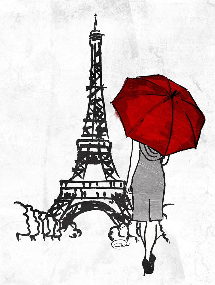 Inked Walk Away Mate Red Umbrella. art print by OnRei for $57.95 CAD