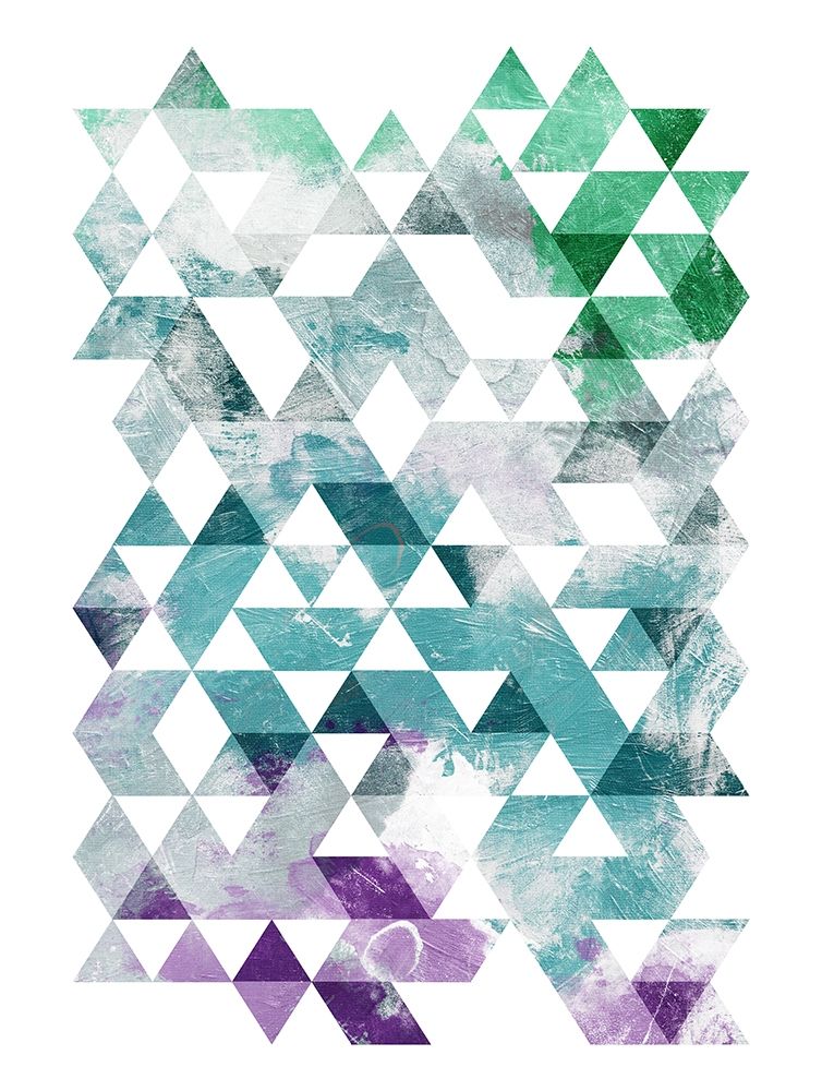 Green Purple Grey Triangles art print by OnRei for $57.95 CAD
