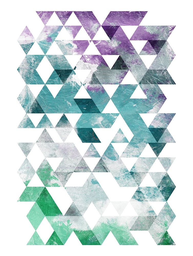 Green Purple Grey Triangles Mate art print by OnRei for $57.95 CAD