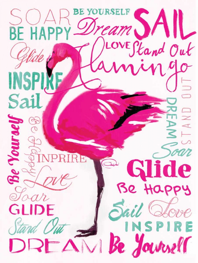 Wordy Flamingo art print by OnRei for $57.95 CAD