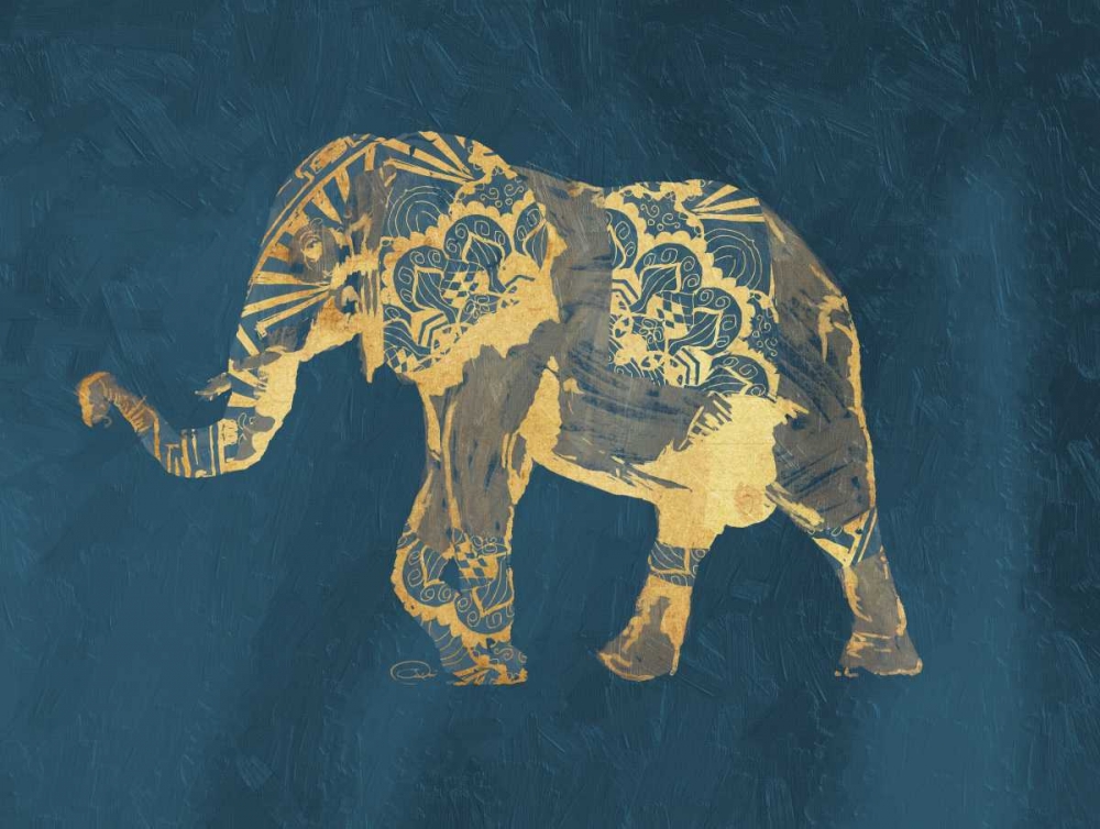 Navy Gold Elephant art print by OnRei for $57.95 CAD