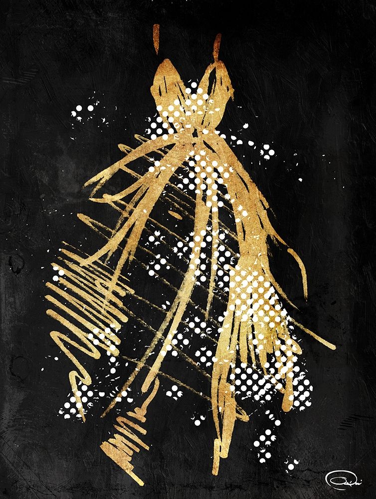 Gold Dress White Dots Three art print by OnRei for $57.95 CAD