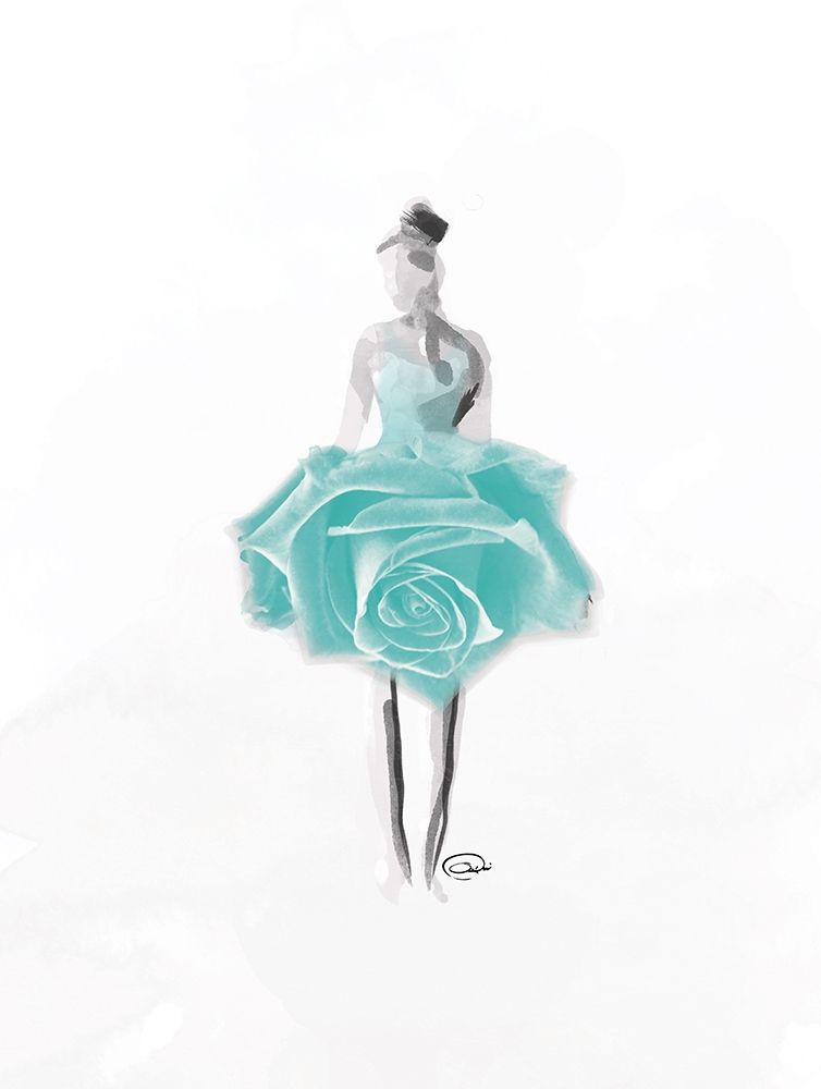 Teal Rose Ballerina art print by OnRei for $57.95 CAD