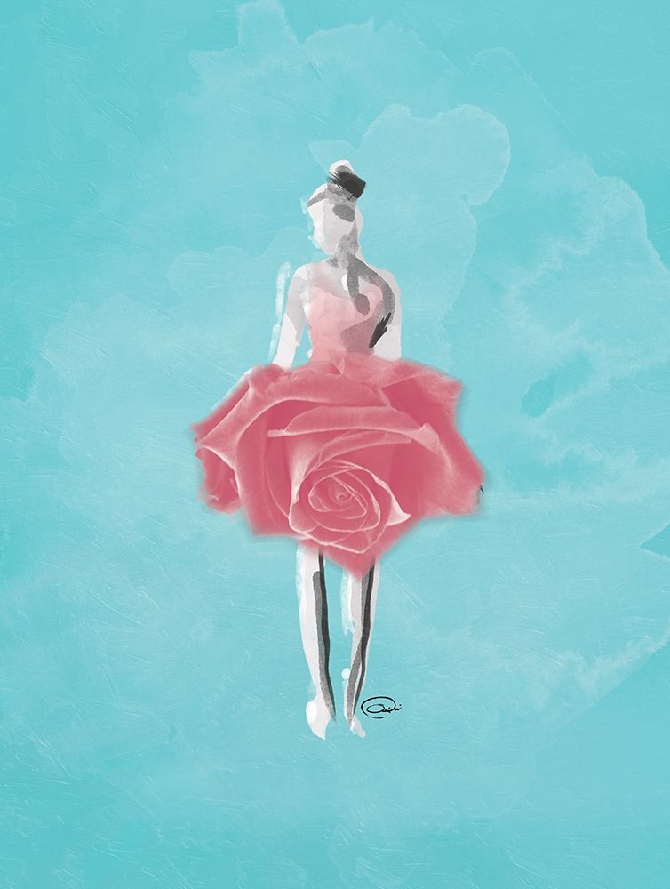 Teal Rose Ballerina Background art print by OnRei for $57.95 CAD
