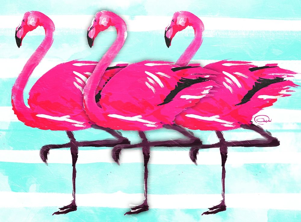 Three Flamingo art print by OnRei for $57.95 CAD
