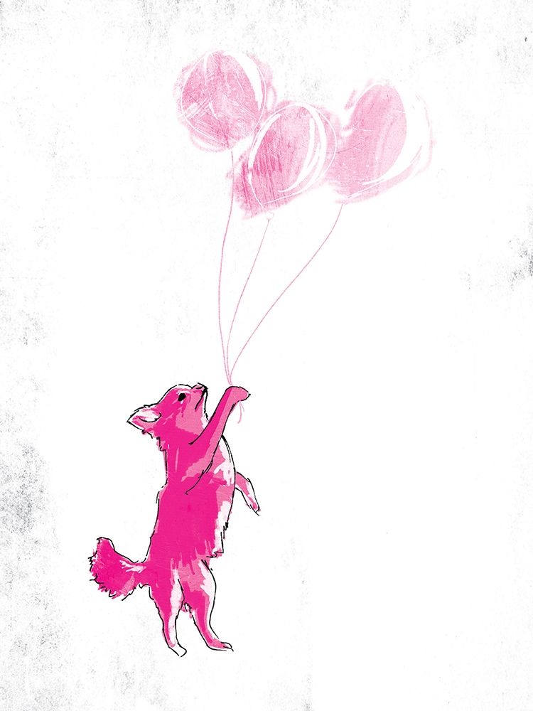Dog Holding Balloon art print by OnRei for $57.95 CAD