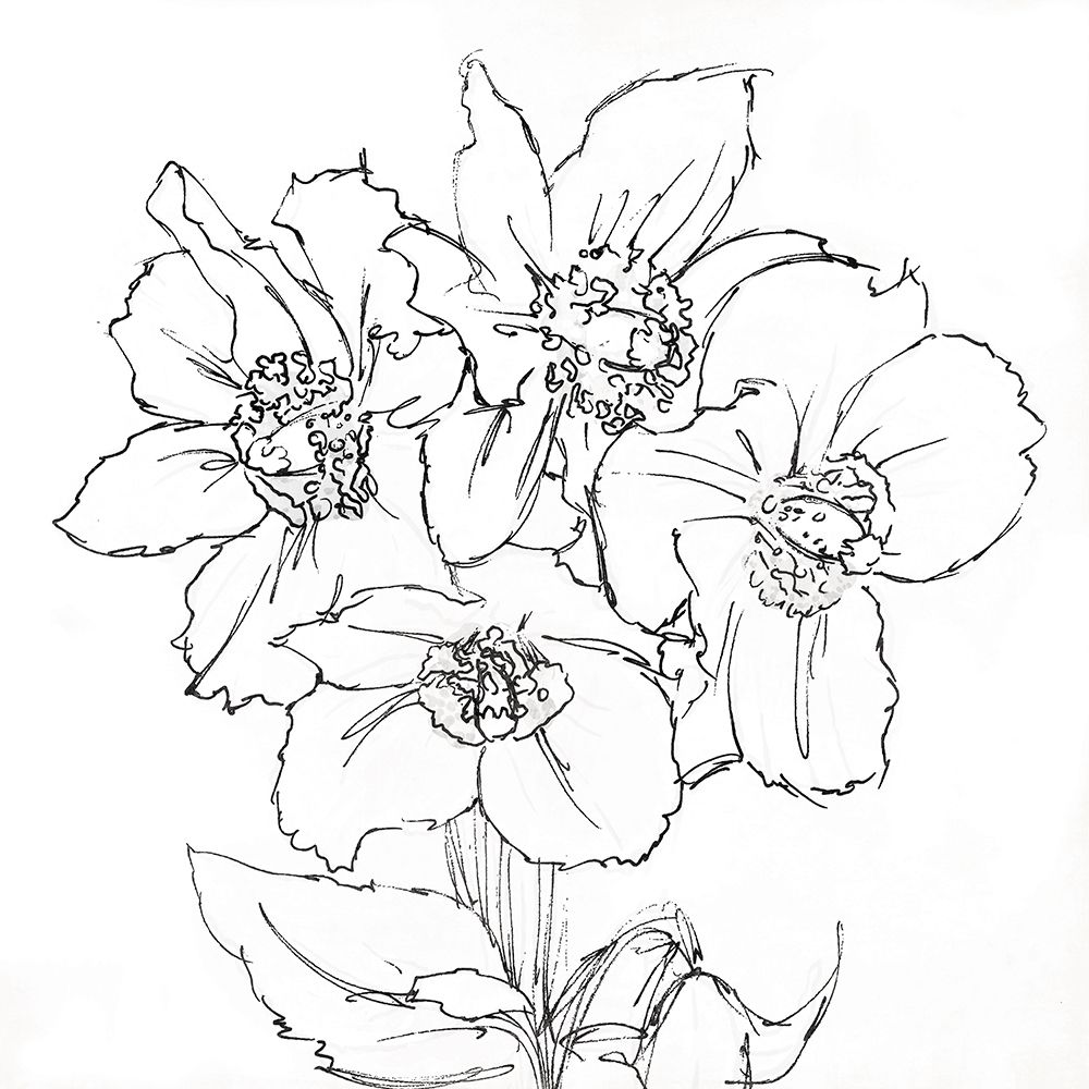 Floral Sketch BW art print by OnRei for $57.95 CAD