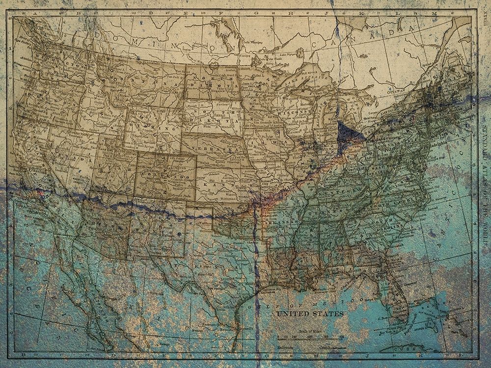 Blue Blue Map America art print by Sheldon Lewis for $57.95 CAD