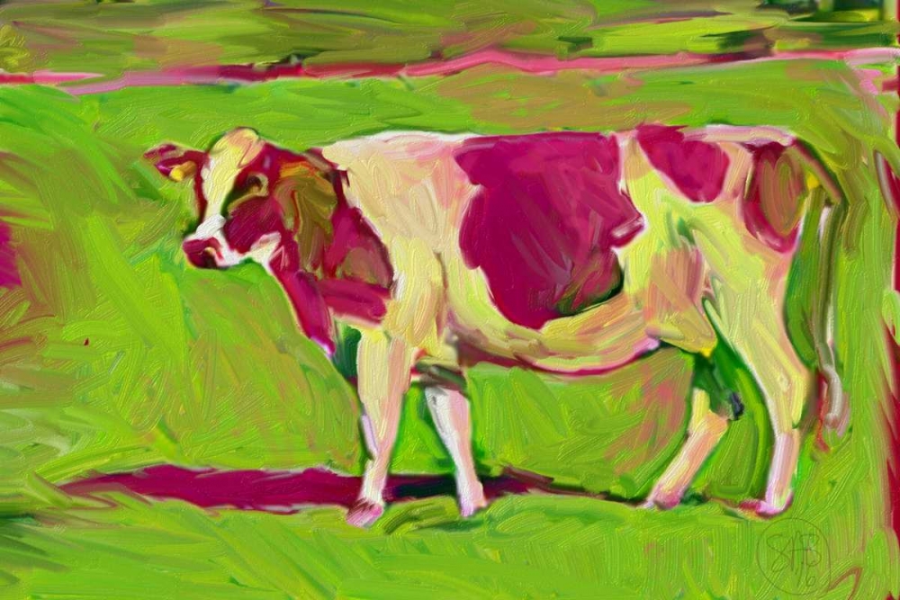 Pink Cow 2 art print by Sarah Butcher for $57.95 CAD
