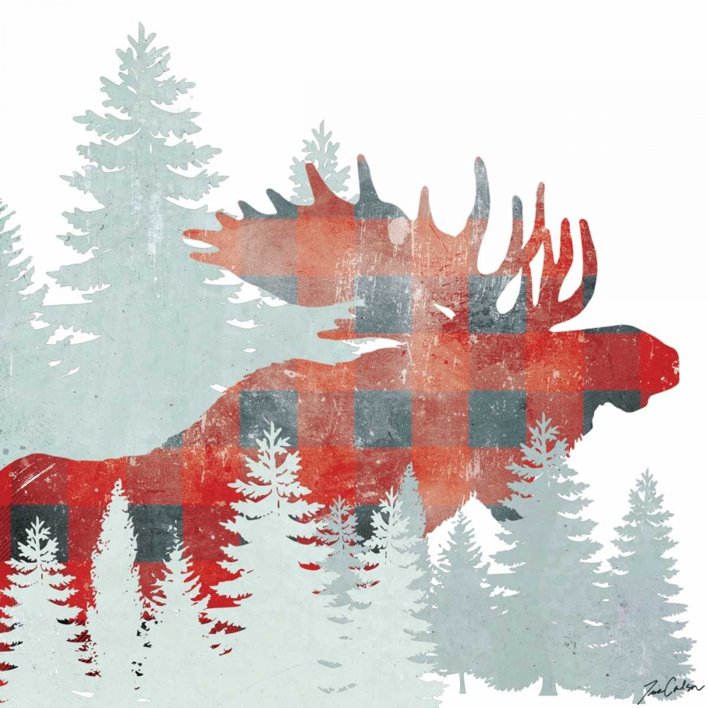 Moose Plaid Forest art print by Tina Carlson for $57.95 CAD