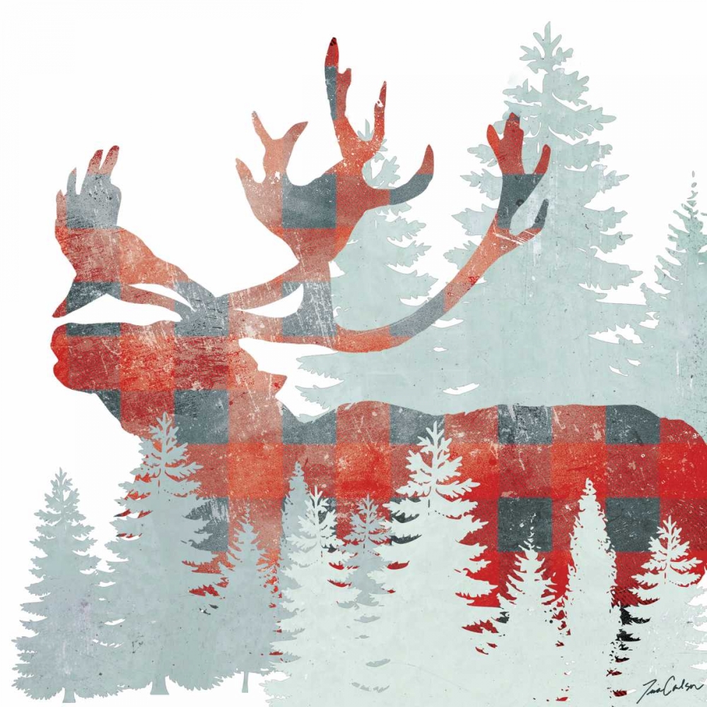 Plaid Caribou Forest art print by Tina Carlson for $57.95 CAD