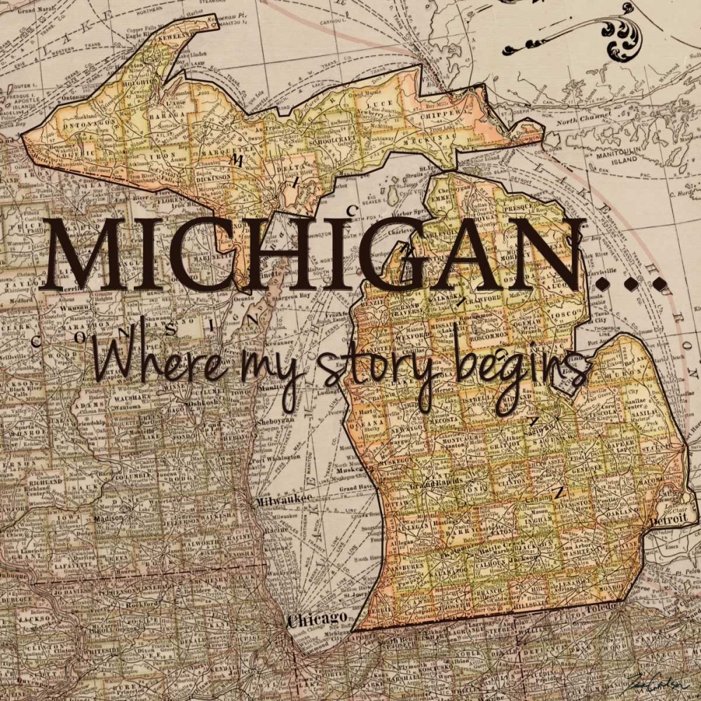 Story Michigan art print by Tina Carlson for $57.95 CAD