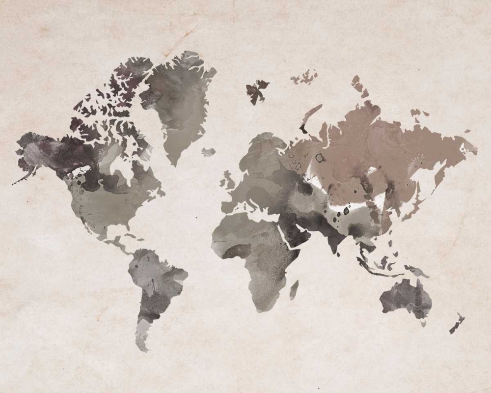 Watercolor Map Sepia art print by Victoria Brown for $57.95 CAD