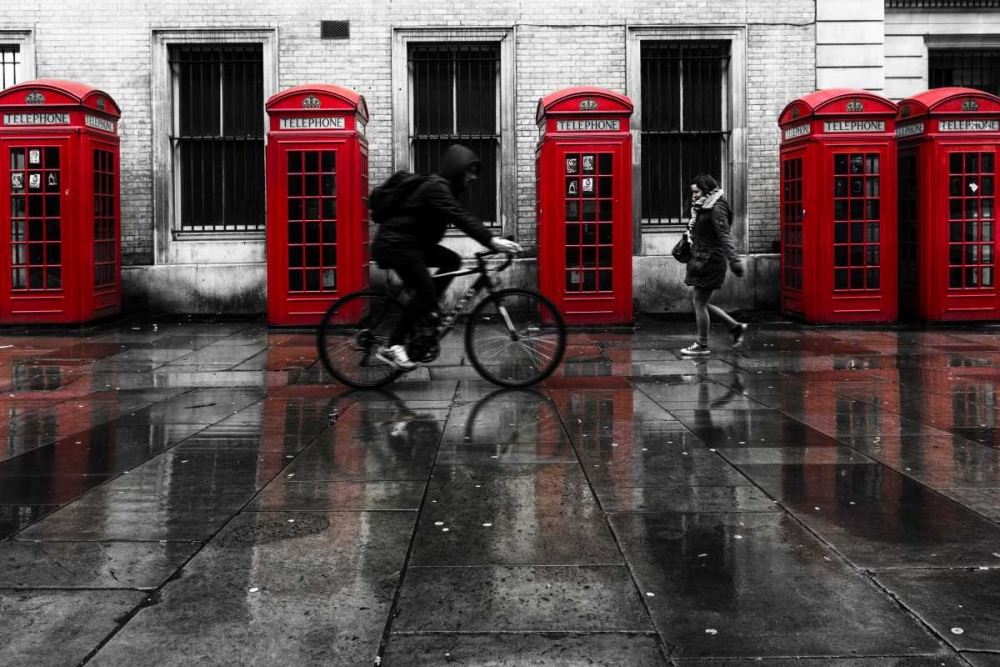 London Phone Booths People art print by Victoria Brown for $57.95 CAD