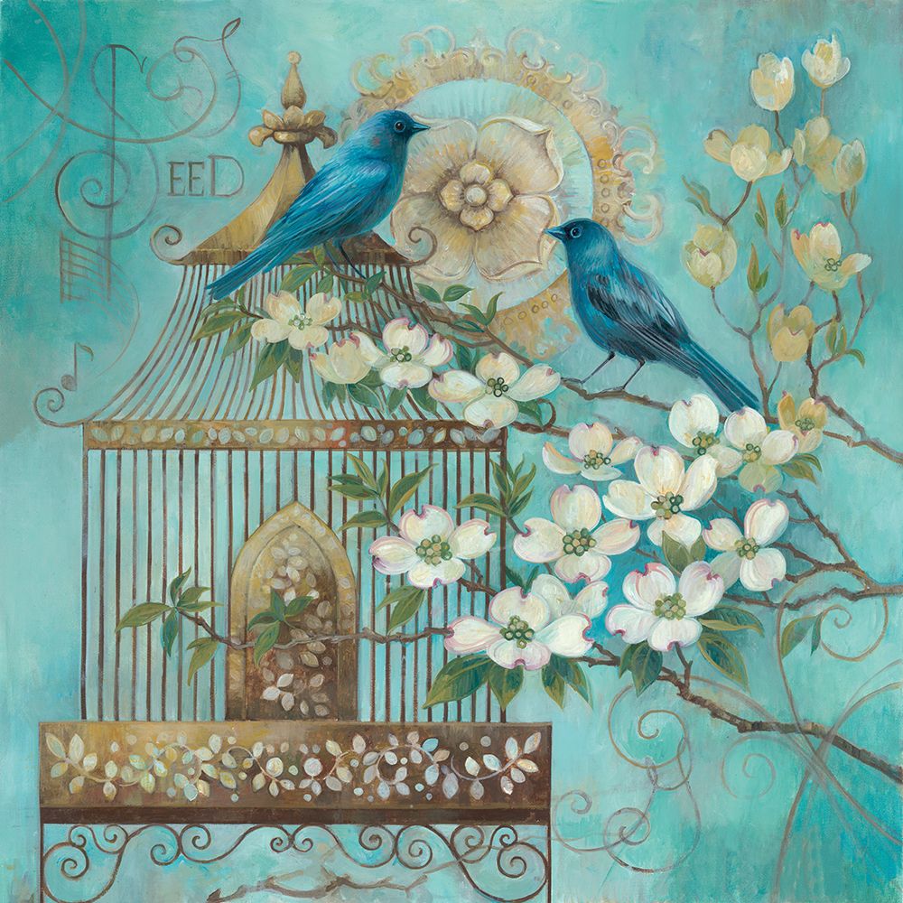 Blue Birds and Dogwood art print by Elaine Vollherbst-Lane for $57.95 CAD