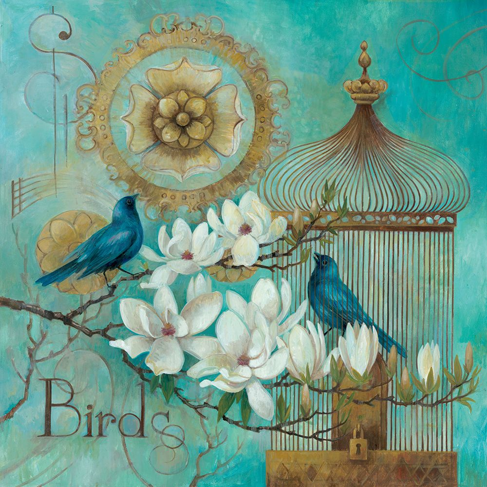 Blue Birds and Magnolia art print by Elaine Vollherbst-Lane for $57.95 CAD