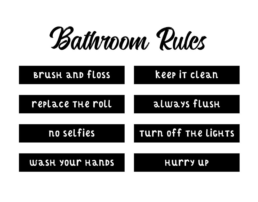 Bathroom Rules art print by CAD Designs for $57.95 CAD