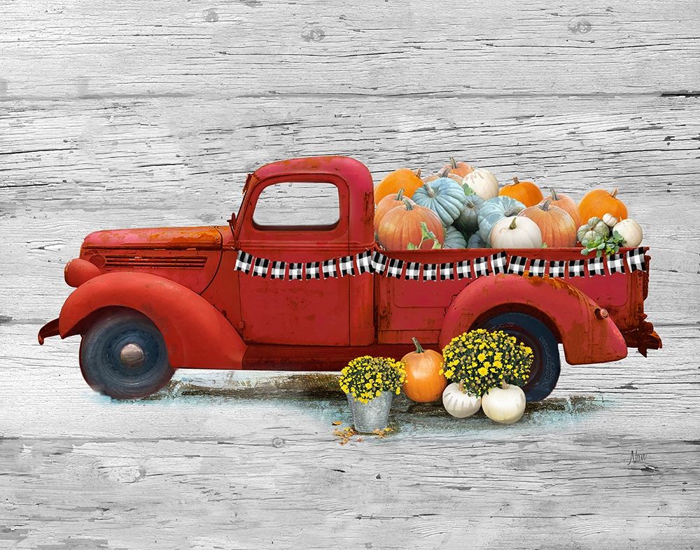 Harvest Red Truck art print by Nan for $57.95 CAD