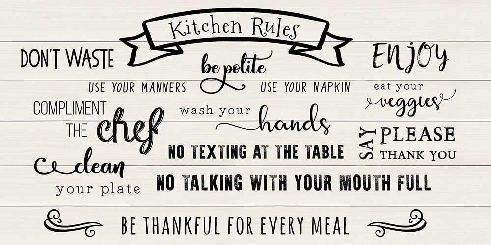 Rules of the Kitchen art print by CAD Designs for $57.95 CAD