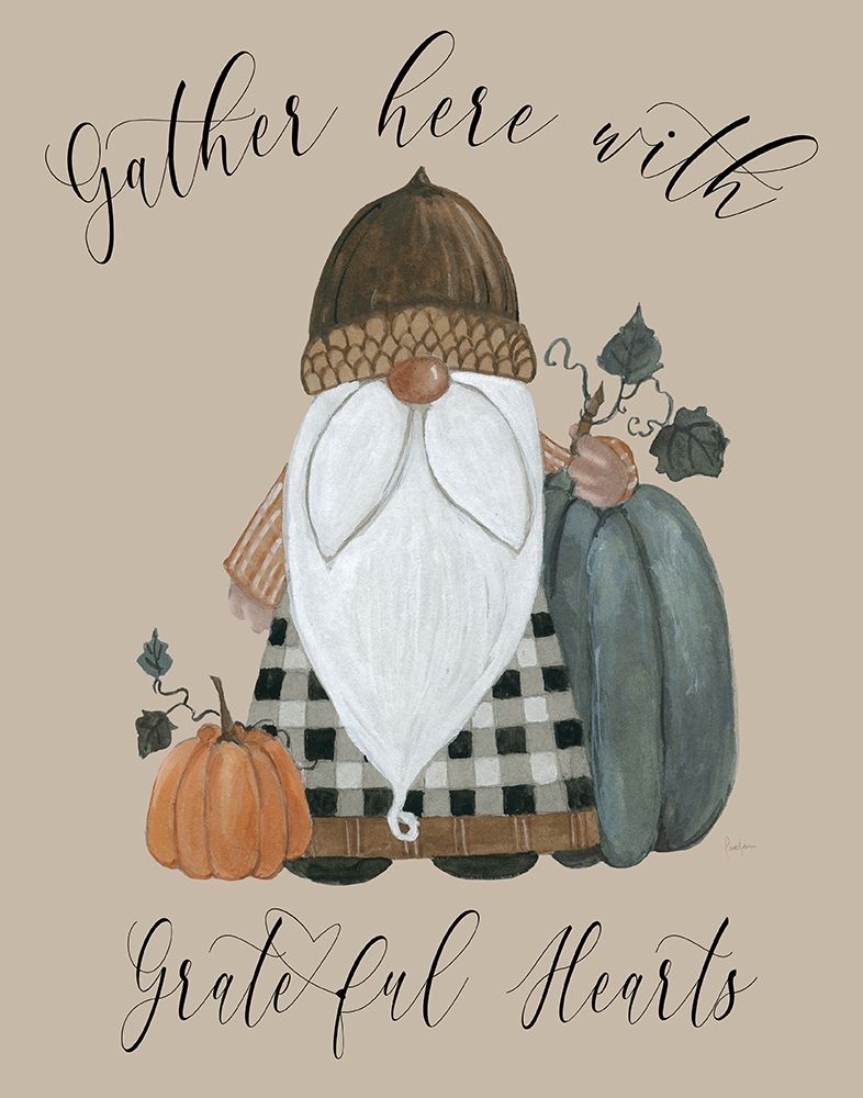 Harvest Gnomes Grateful Hearts art print by Livi Finn for $57.95 CAD