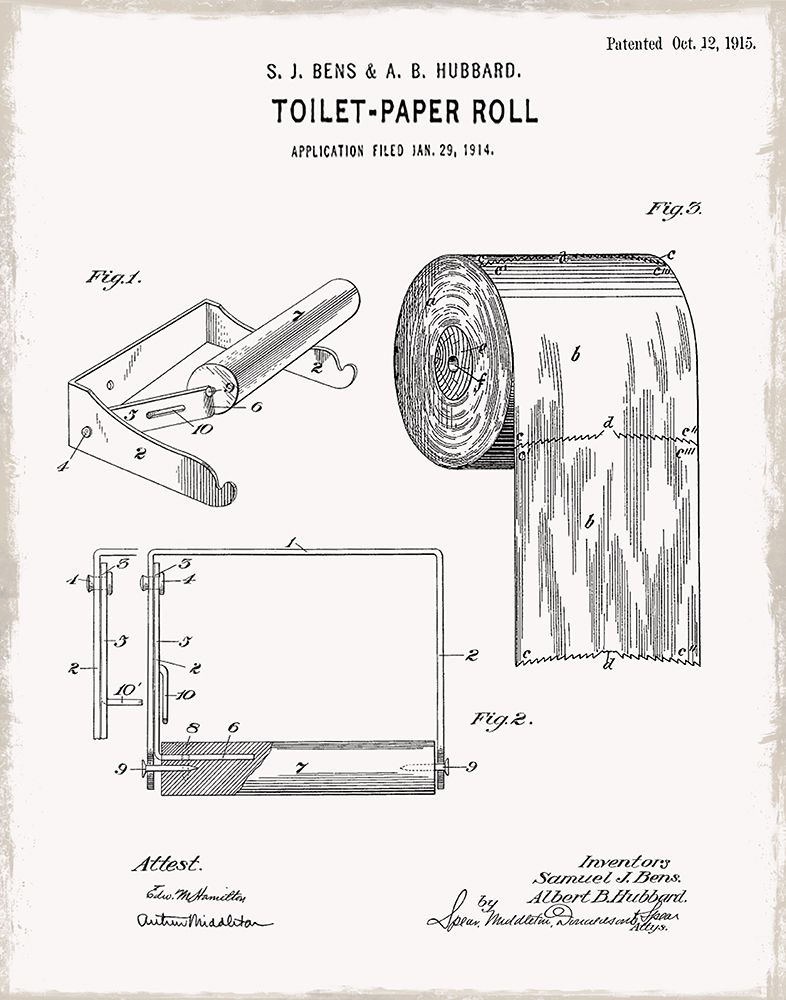 Toilet Paper Patent I art print by Kelly Donovan for $57.95 CAD