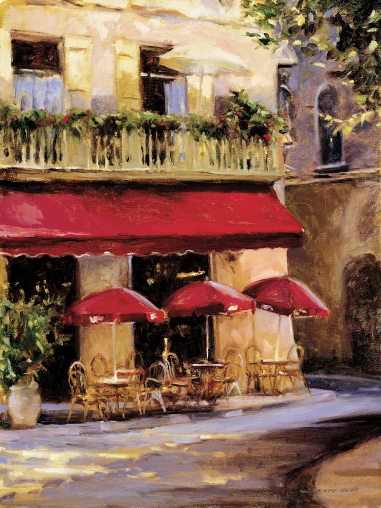Three Red Umbrellas art print by Keith Wicks for $57.95 CAD