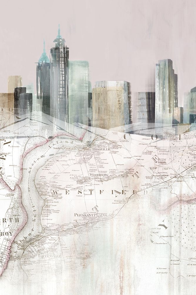Blushing Manhattan Map I  art print by Isabelle Z for $57.95 CAD