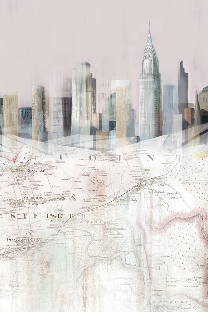 Blushing Manhattan Map II  art print by Isabelle Z for $57.95 CAD