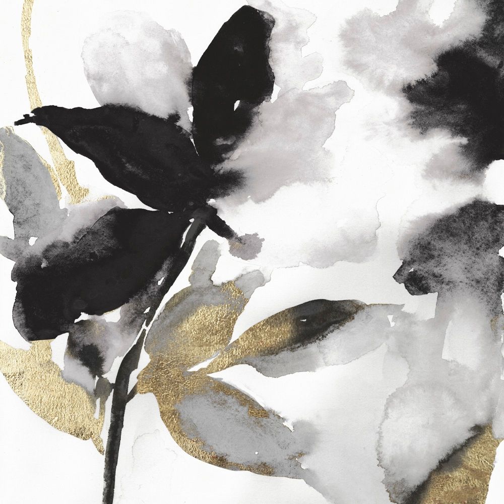 Black Petals Gold Leaves I art print by Asia Jensen for $57.95 CAD