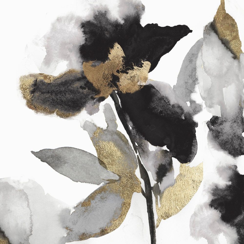 Black Petals Gold Leaves II art print by Asia Jensen for $57.95 CAD