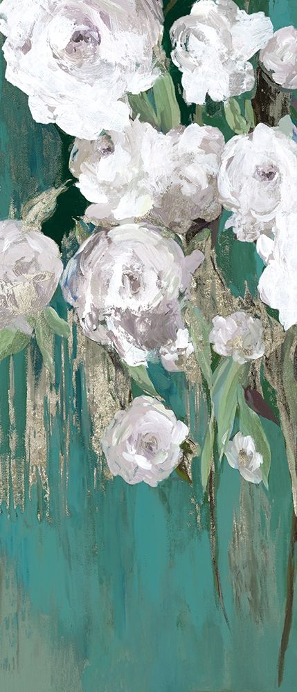 Roses on Teal II art print by Asia Jensen for $57.95 CAD