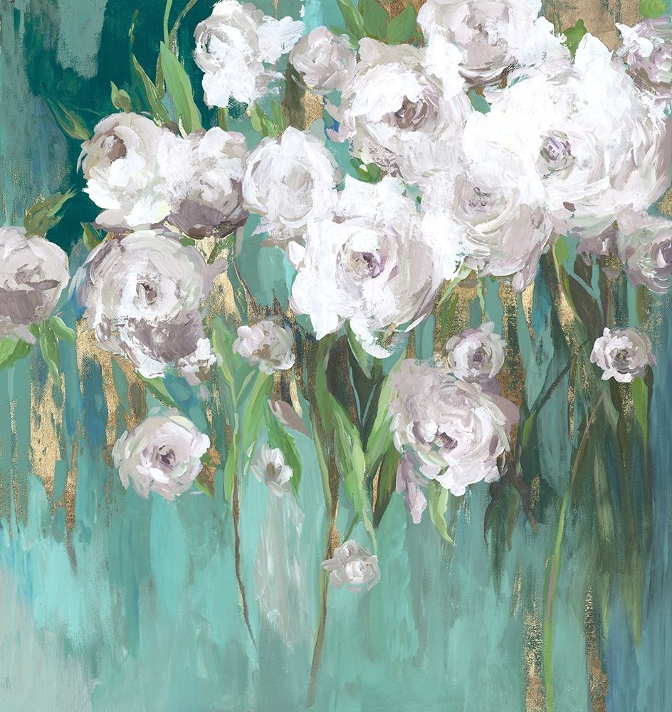 Roses on Teal III art print by Asia Jensen for $57.95 CAD