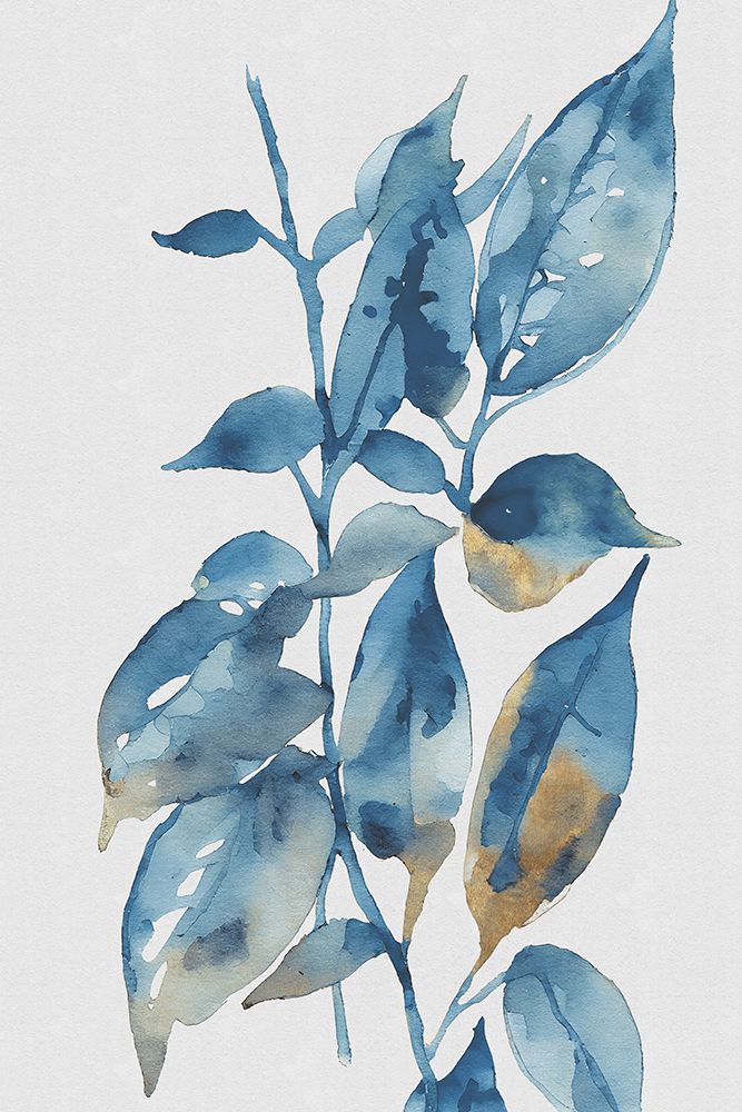 Blue Golden Leaves II art print by Andrea Haase for $57.95 CAD