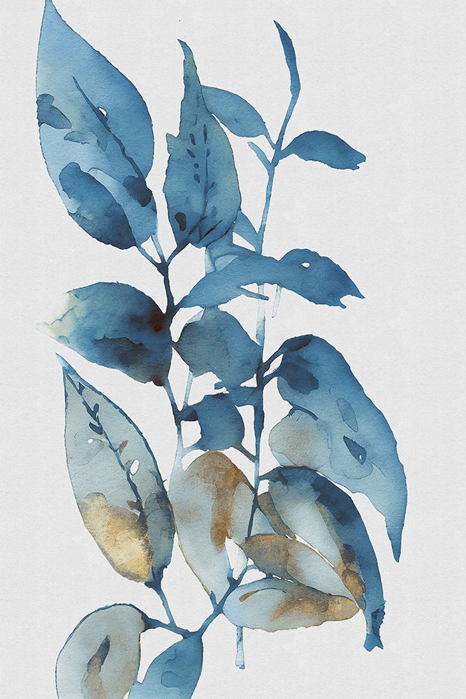 Blue Golden Leaves I art print by Andrea Haase for $57.95 CAD